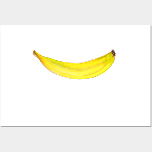 Smile - banana in watercolors - black Posters and Art